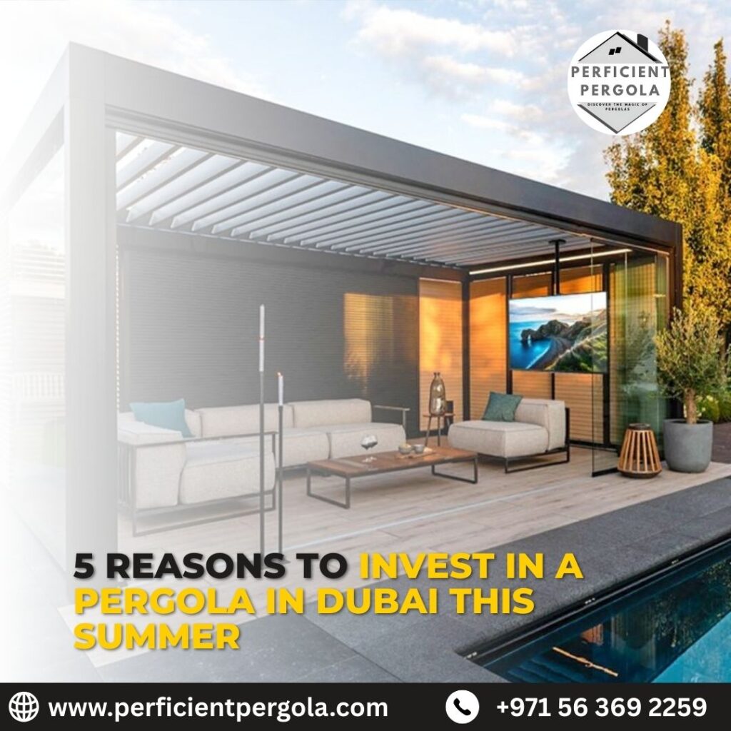 Durable aluminum pergola structure designed for Dubai’s summer climate